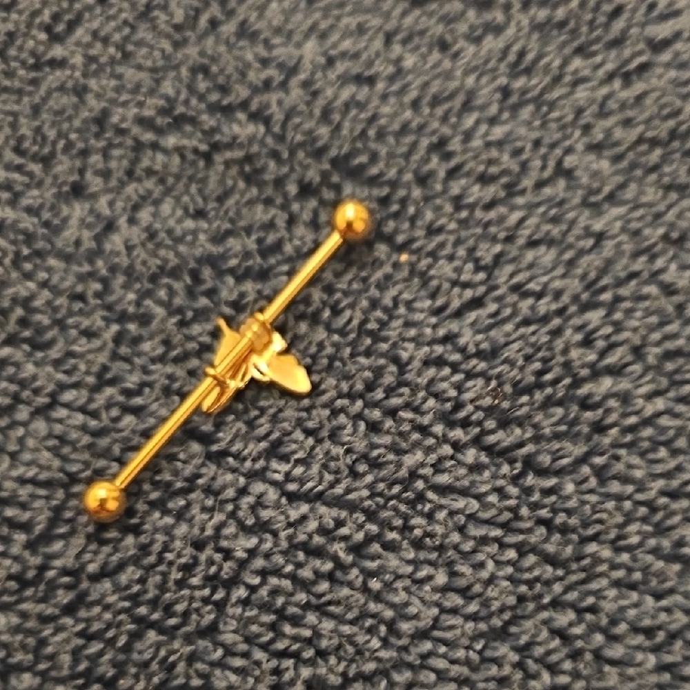Pink Butterfly Industrial Barbell - Picture 3 of 3